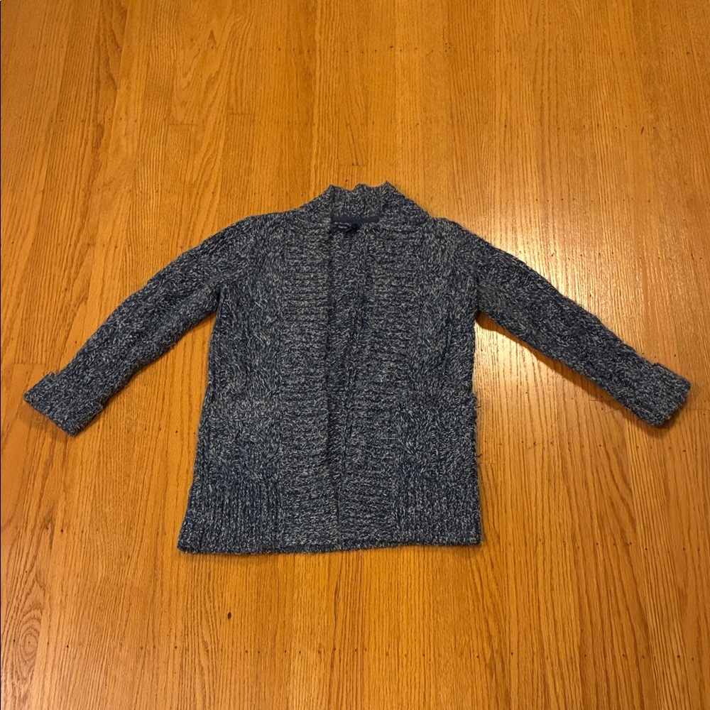 GAP Kids Heathered Blue Cardigan with knitted belt. - Picture 2 of 7